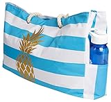 Beach Bag XL, Waterproof Lining, Travel Tote Bag, Zipper Closure, Inner Pockets