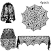 Boao 4pc Halloween Decorations Kit Spiderweb Lace Tablecloth Table Runner Spider Cobweb Fireplace Scarf Cover, Round Spooky Lace Table Cover, Lamp Shades for Halloween Party Decor(Style Set 1)