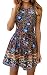 Angashion Women's O Neck Floral Print Swing Mini Dress Sleeveless Zip Up Summer Beach Dress with Belt Navy Blue S primary