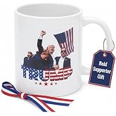 Attack on Trump Ceramic Coffee Mug &ndash; Double-Sided with Shot Survivor Fist Pump at Pennsylvania Rally Design &ndash; Celebrating Strength and Patriotism &ndash; Gift for Supporters, 45th &amp; 47th President
