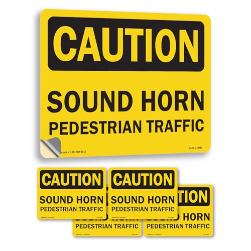 No Pedestrian Traffic OSHA Caution Vinyl Decal Label 7 Inch x 5 Inch - 5 Pack