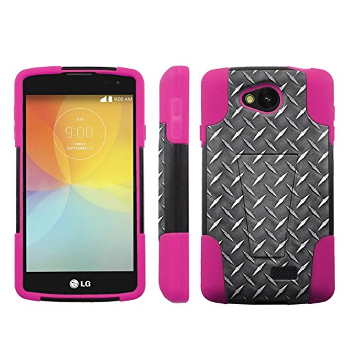 [ArmorXtreme] Case for LG Tribute/ Transpyre/ Optimus F60/ LS660 MS395 [Black/Hot Pink] [Hybrid Armor KickStand Dual Layer Protection Case] - [Metal]