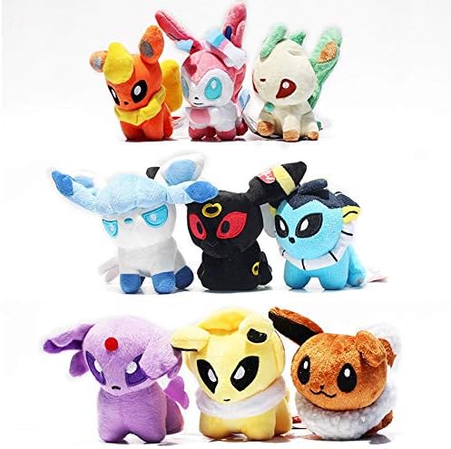 YOYOTOY 9Pcs/Lot 12Cm Espeon Glaceon Leafeon Plush Doll Thing You Must Have Friendship Gifts Favourite Movie Superhero Party Favors Mini Unboxing