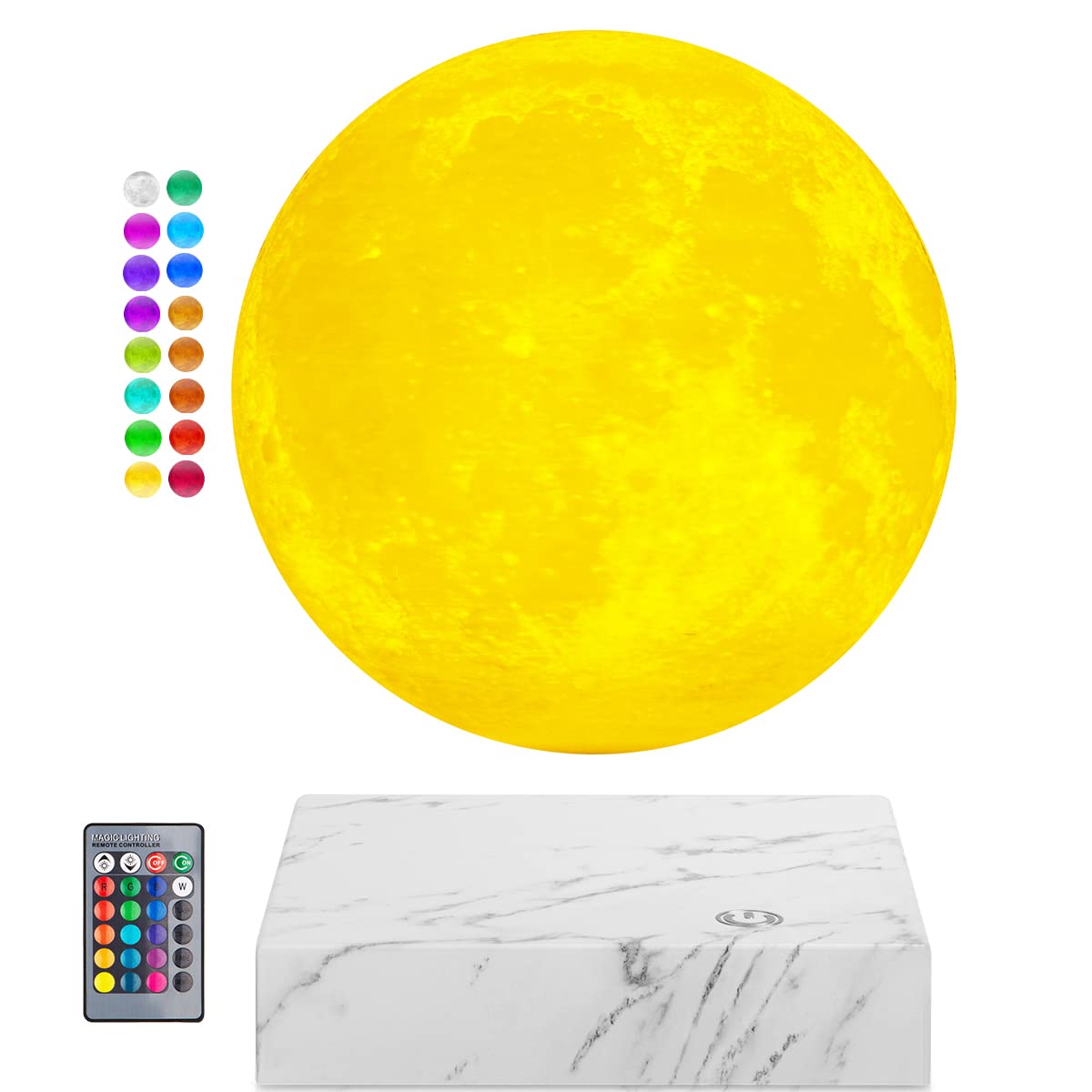 DIDWI Magnetic Floating and Spinning Moon Lamp, Levitating Moon Light Lamps, 3D Printing 16 Colors LED Moon Night Lights with Remote Control, Room Decor, Holiday Gifts for Parents, Friends, Kids