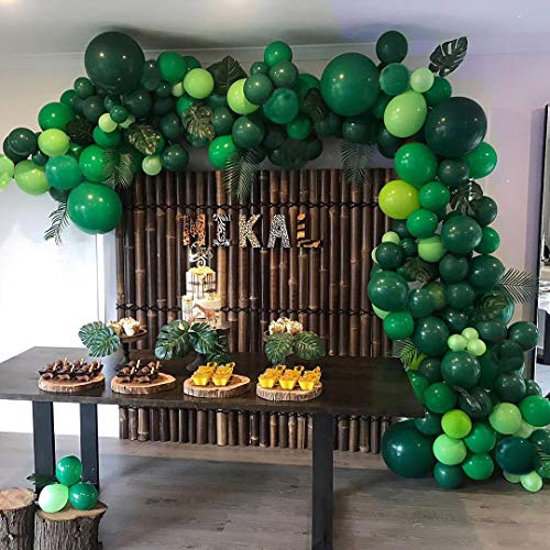 Jungle Theme Party Supplies 143pcs White Gold Green Latex