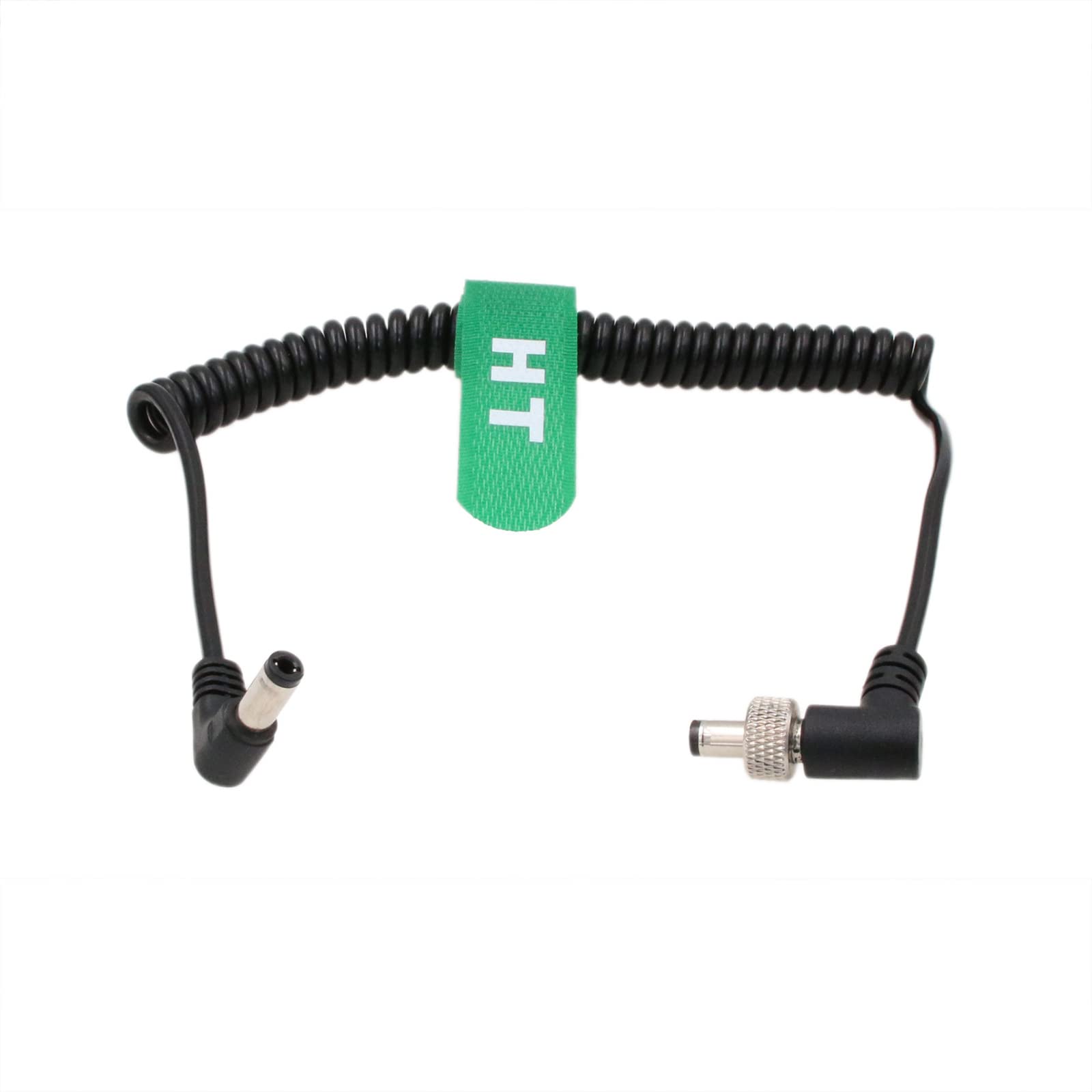 HangTon Power Cable for SmallHD Atomos Ninja V Monitor Hollyland Mars 400s Cosmo Blackmagic Video Assist Studio 4k PRO Aputrue 60d 60X Video Devices PIX-E, Right Angle DC 2.5mm to Locking DC 2.5mm