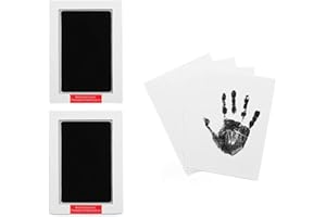 LelonHo 2 Pack Large Inkless Hand and Footprint Kit Clean Touch Ink Pad for Baby Pet Paw Print Kit(2 Black Ink Pads,4 Imprint Cards)