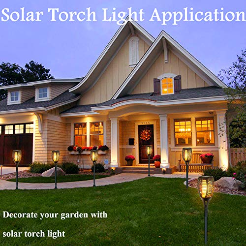 DIKAIDA 4 Pack Solar Torch Lights, Waterproof Flickering Flame Solar Torches Dancing Flames Landscape Decoration Lighting Dusk to Dawn Outdoor Security Path Light for Garden Patio Deck Yard Driveway