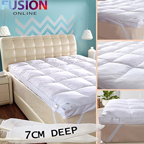 7CM 100% GOOSE FEATHER & DOWN MATTRESS TOPPER ENHANCER EXTRA DEEP 7cm TOPPER (Small Double 4ft)