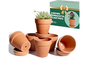 vensovo 4 Inch Terracotta Plant Pots with Saucer - 6 Pack Clay Flower Pots with Drainage, Great for Plants, Crafts, Wedding Favor