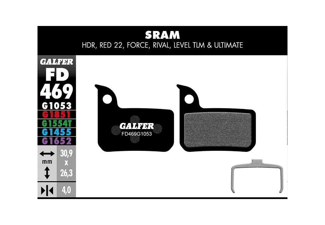 Galfer Bike Standard Brake Pad SRAM Red 22-Level, Men, Black, Standard