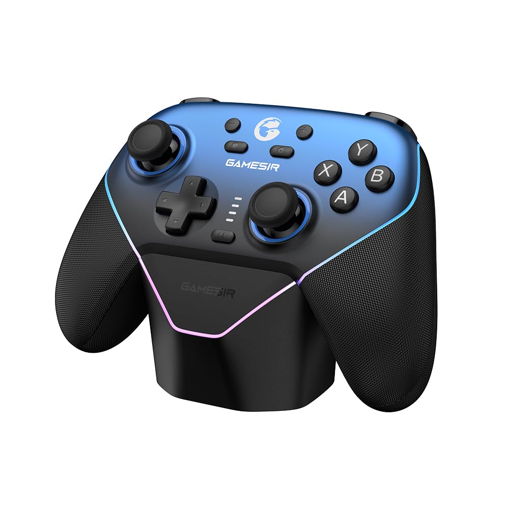 GameSir Super Nova Multiplatform Game Controller – 2.4G Wireless for PC/Switch/iOS/Android – Hall Effect Joystick & Triggers, 1000Hz Polling, Magnetic Faceplate, RGB Lighning (Nightfall Blue)