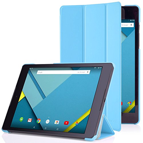 MoKo Google Nexus 9 Case - Slim Lightweight Smart-shell Stand Cover Case with Rubberized back for Google Nexus 9 8.9 inch Volantis Flounder Android 5.0 Lollipop tablet by HTC, Light BLUE