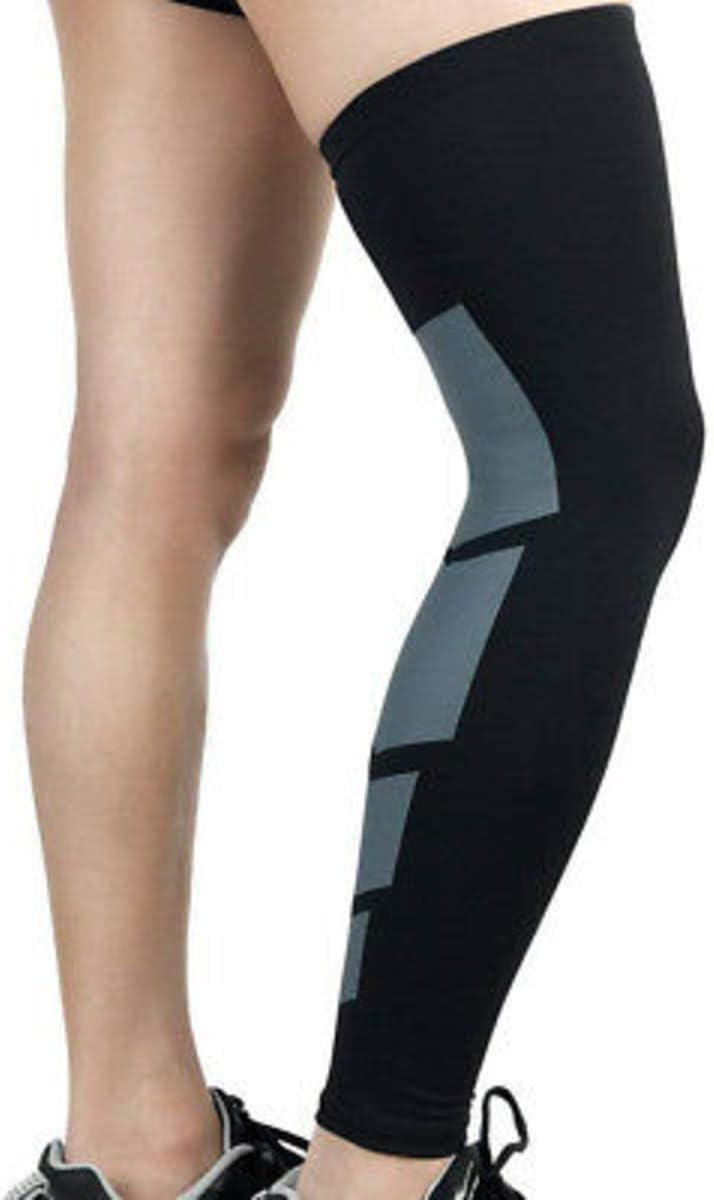 NUCARTURE® Breathable Leg Warmer Compression Sleeve support and Tight Warmer knee sleeves with Calf protector pad gym and sports for men and women. (BLACK, L)