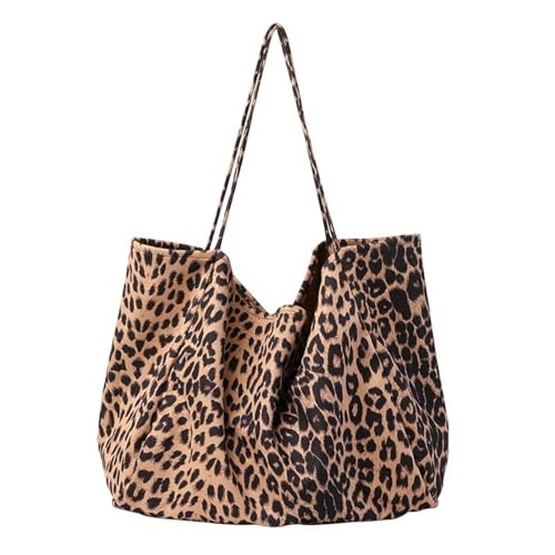 Leisure art canvas bag, leopard print velvet printed handbag, fashionable retro single shoulder women's bag