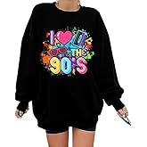 AMWIPE Women 90's Oversized Sweatshirt 90s Outfit Shirt I Love The 90S Tshirt for Girls Birthday Party Long Sleeve Tops