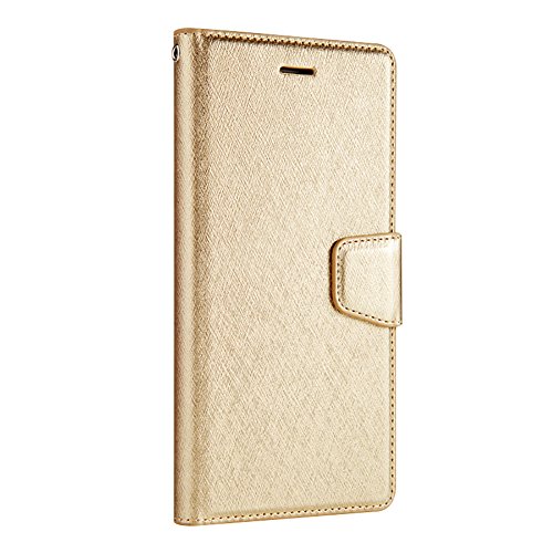 Gold Wallet Case for iPhone 8,Bookstyle PU Leather Flip Cover for iPhone 7,Herzzer Noble Luxury Premium Magnetic Holster Card Holder Folding Stand Leather Protective Case with Soft Inner TPU