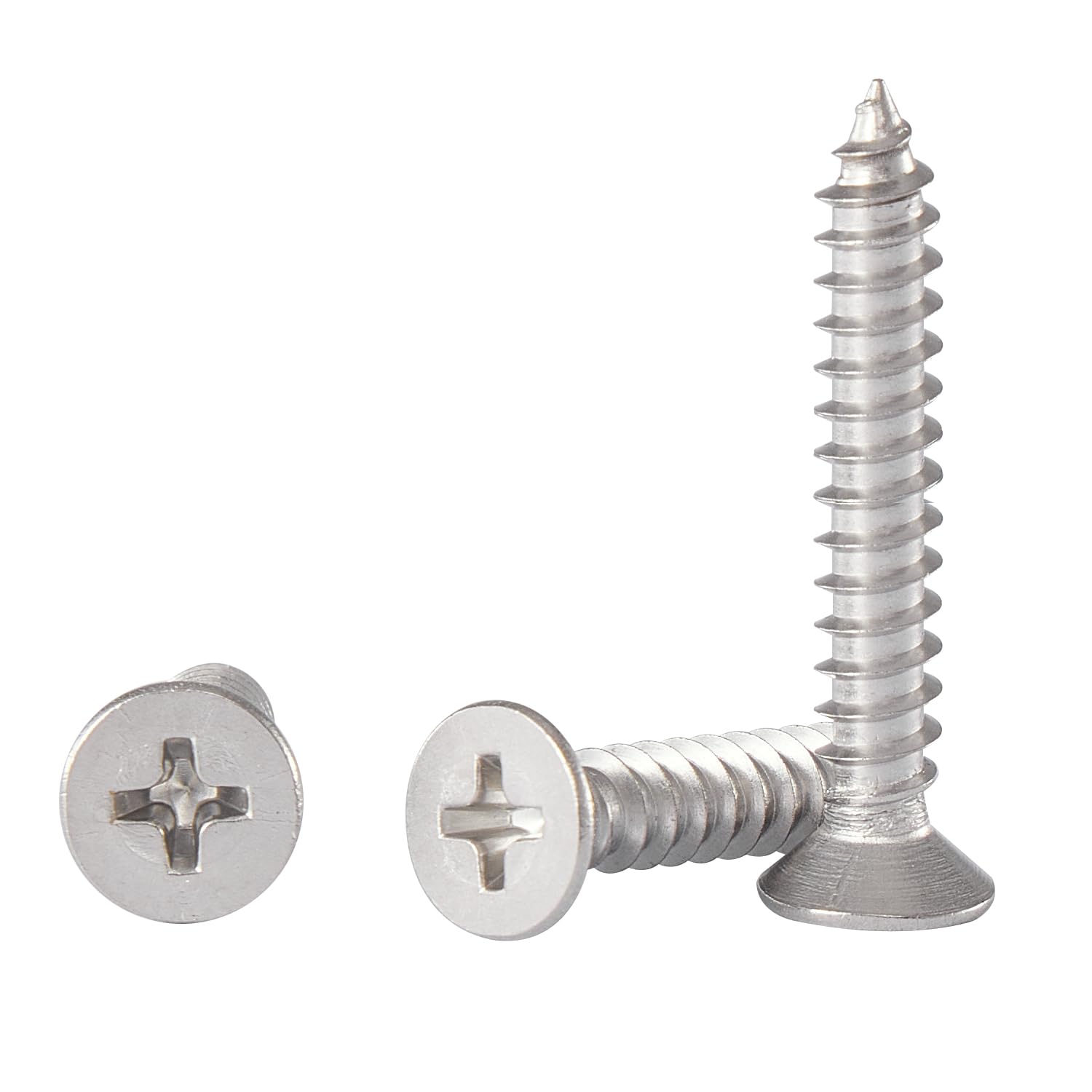 Photo 1 of #6 * 1" Wood Screws, Flat Head Phillips Stainless Steel, 100Pcs Corrosion Resistant for Wood, Drywall Applications, and Outdoor Use