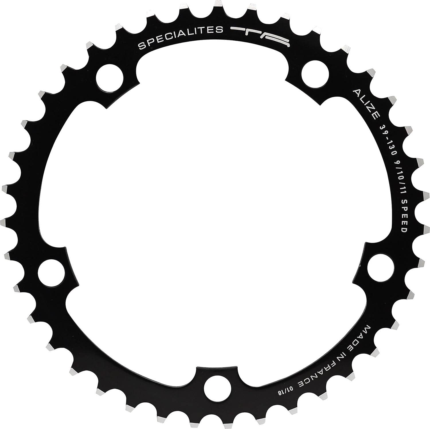 Spécialités TA Alize 130pcd 9/10 Speed Chainring, Black, Inner 44t