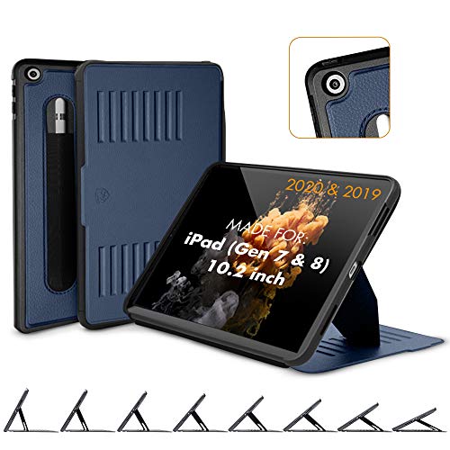 ZUGU CASE iPad 10.2 Case, Muse Protective Case/Cover Designed for iPad 10.2-inch (8th Gen, 2020) / iPad (7th Gen, 2019) Convenient Magnetic Stand (Sleep/Wake Cover) - Navy Blue