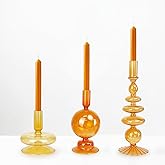 3 Pcs Glass Candlestick Holder,Unique Glass Candlestick Holder,Vintage Candle Holders for Home Decoration, Events, Wedding Reception Birthday Party and Table