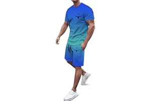 Mens 2 Piece Outfits Casual Summer Mens Tracksuit City Print Short Sleeve Shirts Shorts Set Athletic Jogging Sports Outfits