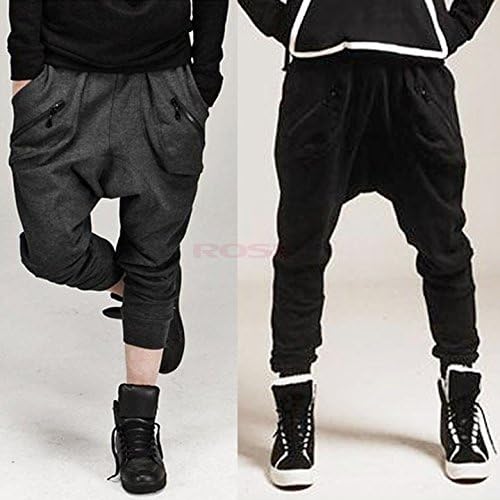 Fifishow Brand New Fashion Men Hip Hop Harem Pants Joggers Male Sweatpants Street Dance Gym Long Zipper Design Baggy Trousers 18121 Dark gray L