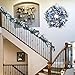 Valery Madelyn 24'' Pre-Lit Christmas Wreath for Front Door with Lights, Large Lighted Outdoor Christmas Wreath with Silvery Blue Xmas Balls & Ribbons for Home Porch Fireplace Window Holiday Decor