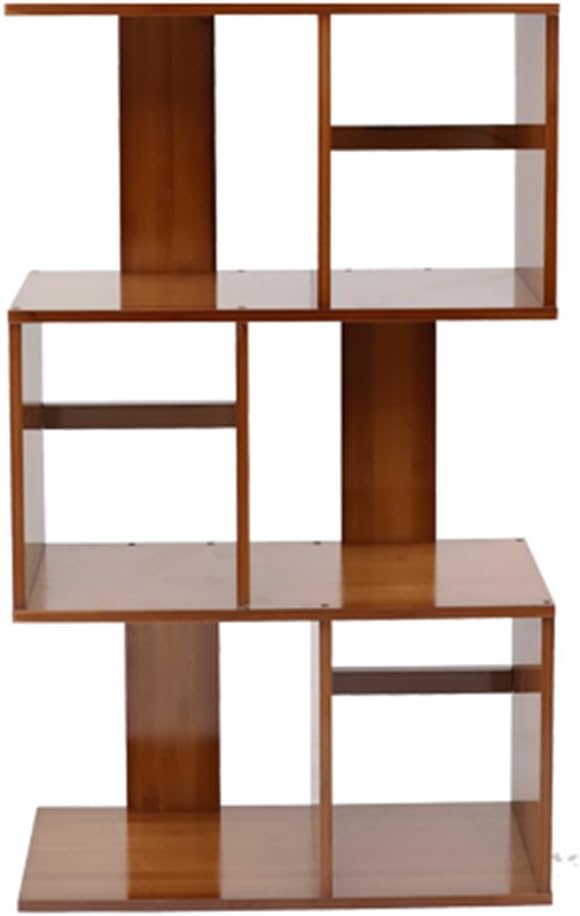 WSSF- S-shaped Bookshelf Creative Bamboo Floor-standing Bookcase Divider Rack Living Room Bedroom Storage Finishing Shelves Combination Creative Bookshelves Size Optional (Size : 60 * 24.5 * 102cm)