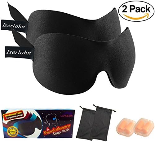 Whalek 3D Contoured Sleep Mask &amp; Blindfold , Comfortable and Super Soft Sleeping Eye Mask with Ear Plugs and Travel Pouch for Women ,Men ,Kids (Pack of 2)