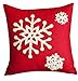 Red Embroidery Christmas Pillow Covers Set of 4, BLUETTEK Snowman, Christmas Deer, Snowflake, Merry Christmas Decorative Throw Pillow Case Cushion Covers 18 X 18 Inch for Bed Sofa