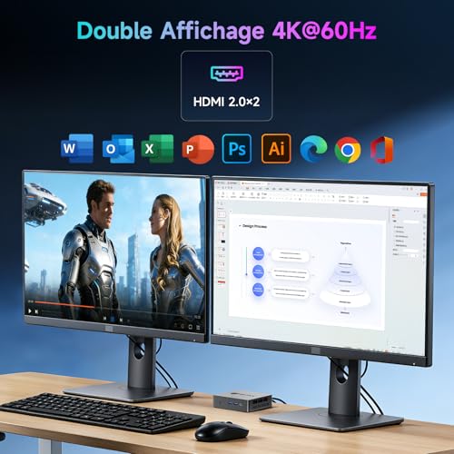 BMAX B3Pro Mini PC, Intel Celeron N4500 (up to 2.8GHz), 8GB DDR4 RAM + 256GB M.2 SATA/NVMe SSD, Win-11Pro, Micro Desktop Computer, WiFi 5, BT5.0, Dual Display 4K Tower PC for School/Office