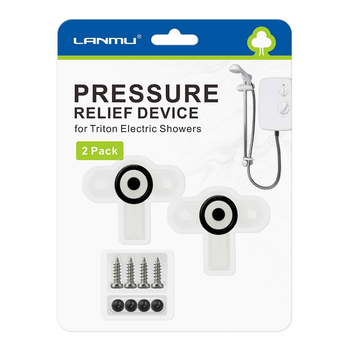 LANMU 2-Pack Pressure Relief Device for Triton,Pressure Relief Device PRD Inc Rubber Ball and O Ring Valve Shower Spares Parts for Triton Electric Showers (Replace of 82800450)