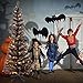 Black Tinsel Trees Collapsible, 5FT Artificial Halloween Christmas Tree Reusable, Pop Up Pencil Xmas Tree with Plastic Stand Outdoor Indoor for Home Decoration, Office, Party, Apartment, Fireplace
