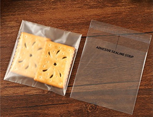 image for Scholmart 200 pcs Adhesive Treat Bags Clear - Self Sealing OPP Plastic