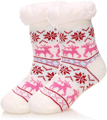 Kids Boy Girl Soft Thick Warm Slipper Socks Winter Fleece Fuzzy Non-Skid Children Home Socks