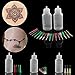 Temporary Tattoo Stencils Kits/Temporary Brown Red Tattoo Paste Cones for Body Art Drawing Painting with 2 x Applicator Bottle,16 x Needles and 48 x Adhesive Stencil Set