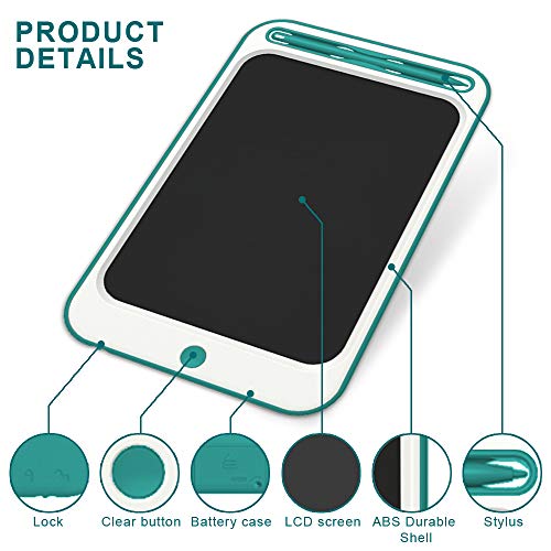Kids Writing Drawing Tablets Doodle Boards, Jonzoo 12 Inch LCD Writing Tablets Electronic Drawing Pads Gifts for Kids Adults at Home School Office, Blue-Green