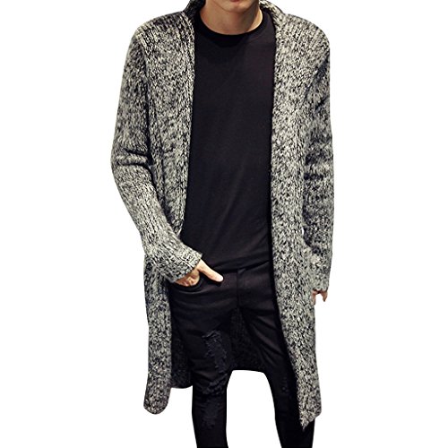 Stunner Men's Spring Slim With Hood Sweater Casual Long Cardigan CN L Grey