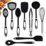 Cooking Utensils Set For Nonstick Cookware 9 Kitchen Utensils With Stainless Stee Handle Silicone And Nylon Utensils Set BPA Free. Spatula Set Kitchen Tool Set. Best Kitchen Utensils Gifts - TWICHAN