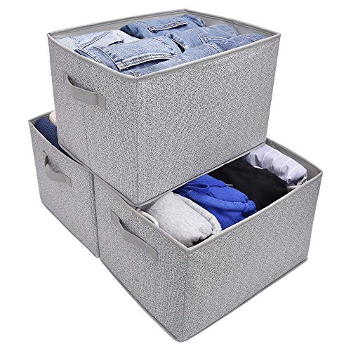GRANNY-SAYS-Storage-Bin-for-Shelves-Fabric-Closet-Organizer-Shelf-Cube-Box-with-Handle-Home-Office-Storage-Baskets-Gray-Extra-Large-3-Pack