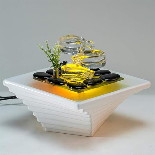 Amazon Com Indoor Tabletop Fountain Tabletop Tiered Mini Water Feature For Bedroom Living Room Office Dining Room And Bathroom Christmas Ideas Gift White Home Kitchen