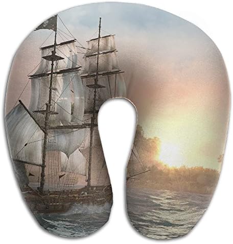 River Ship Sunrise Assassin;s Creed Black Flag Super U Type Pillow Neck Pillow Outdoor Travel Pillow Relief Neck Pain