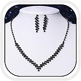 Aukmla Bridal Jewelry Set Rhinestones Bride Wedding Necklace Earring Sets Prom Costume Necklaces for Women