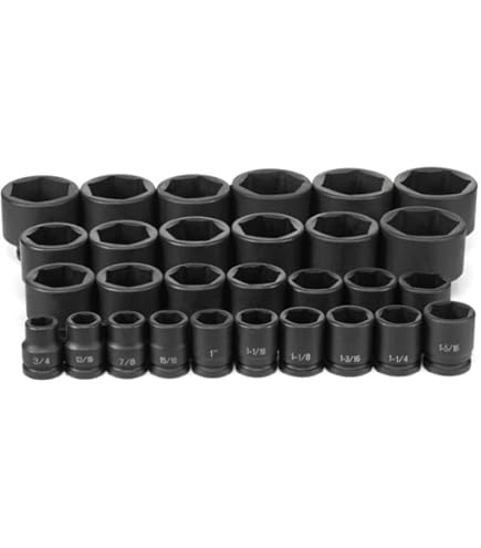 りい Grey Pneumatic 1in Drive 16 Piece Deep Fractional Set 2-1/16in