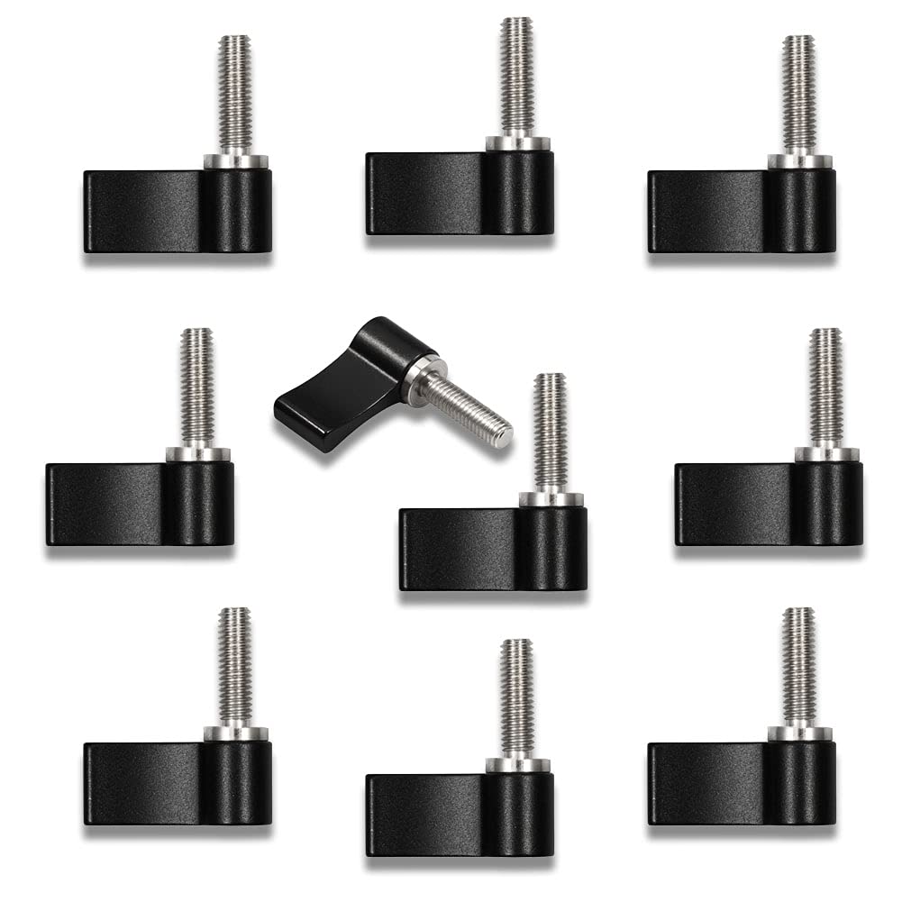 LEONTOOL 10 Pcs M5 17mm Male Threading Rotating Knob Adjustable Thumb Lever Screw with Single Wing For Camera Equipment(Black)