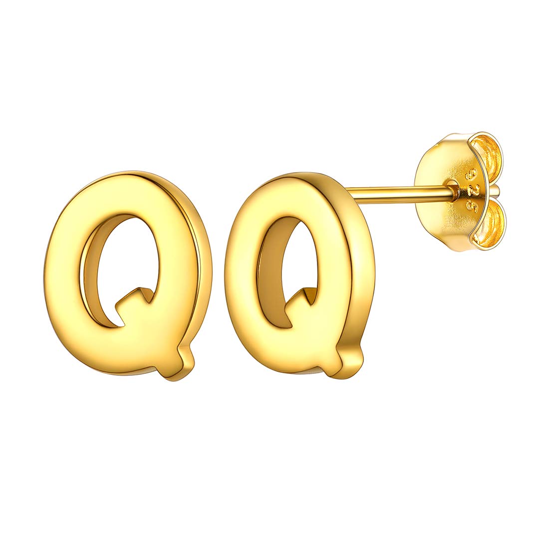ChicSilver Initial Letter Q Earrings Gold Plated Monogram Name Jewelry Tiny Earring Studs for Women — image 1