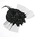 Tinksky Womens Ladies Flower Decor Hair Clip Feather Fascinator Burlesque Punk Mini Top Hat (Black)