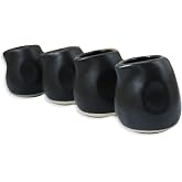 roro Handmade 1 oz Matte Black Stoneware Creamer Cups, Set of 4 &ndash; Mini Ceramic Creamer Cups for Coffee, Tea, Syrup &amp; Condiments &ndash; Microwave &amp; Dishwasher Safe