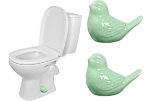 RJINYENS 2 Pcs Ceramic Bird Toilet Floor Bolt Caps, Cute Animal Toilet Bolt Covers Decorative,Toilet Bolt Cover for Bottom, Decorative Bathroom Toilet Bolt Easy Installation (Green Bird)